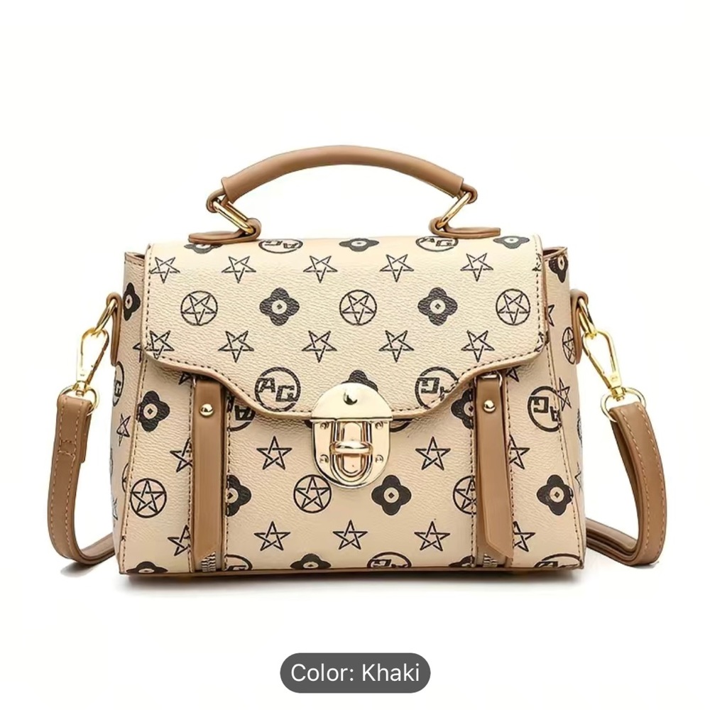 NWT Mini Printed Handbag, Faux Leather Crossbody, Vintage Top Handle Flap Purse